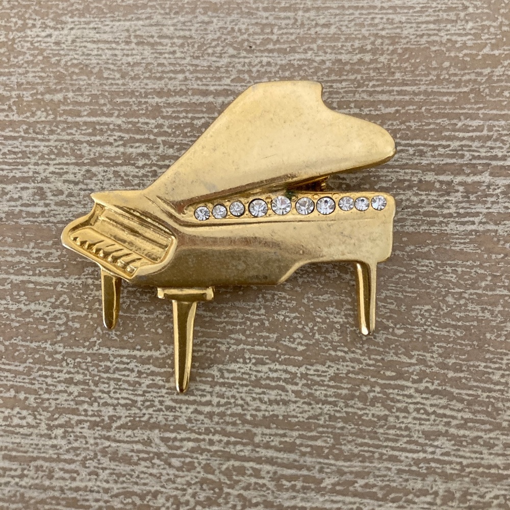 Piano Brooch with Rhinestones